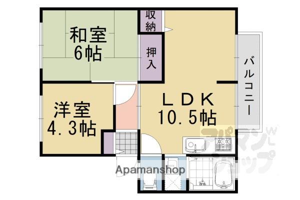 アルカディア田中(2LDK/2階)の間取り写真