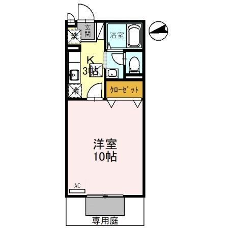 アムール西桂A棟(1K/1階)の間取り写真