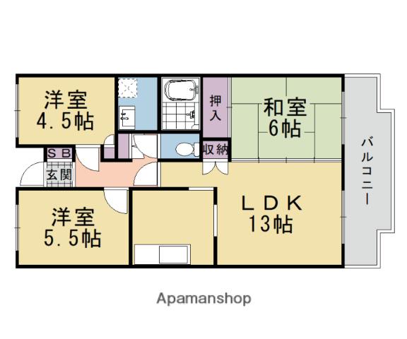 エストマノワール土田(3LDK/4階)の間取り写真