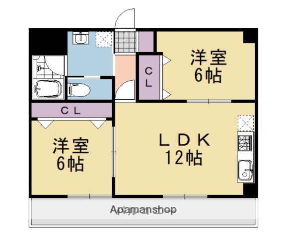 エターナル三宅(2LDK/6階)の間取り写真