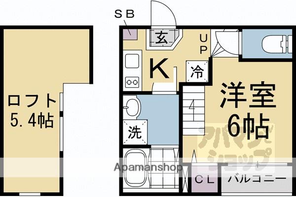 ハーモニーテラス京都太秦(ワンルーム/1階)の間取り写真
