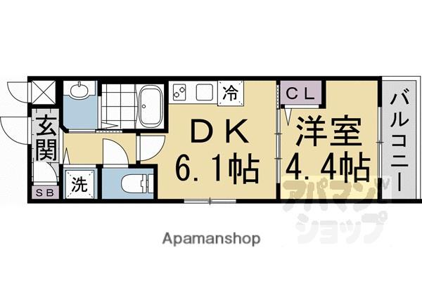 ベラジオワールドアイ京都円町(1DK/3階)の間取り写真