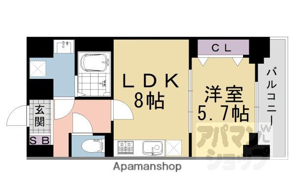 ココクレメント2(1LDK/6階)の間取り写真