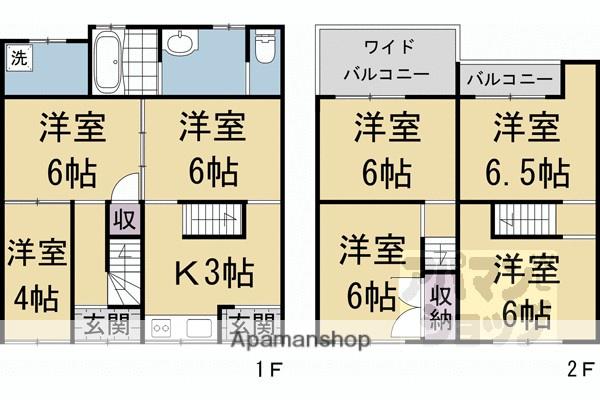 阪急電鉄京都線 西京極駅 徒歩15分 2階建 築52年(7K)の間取り写真