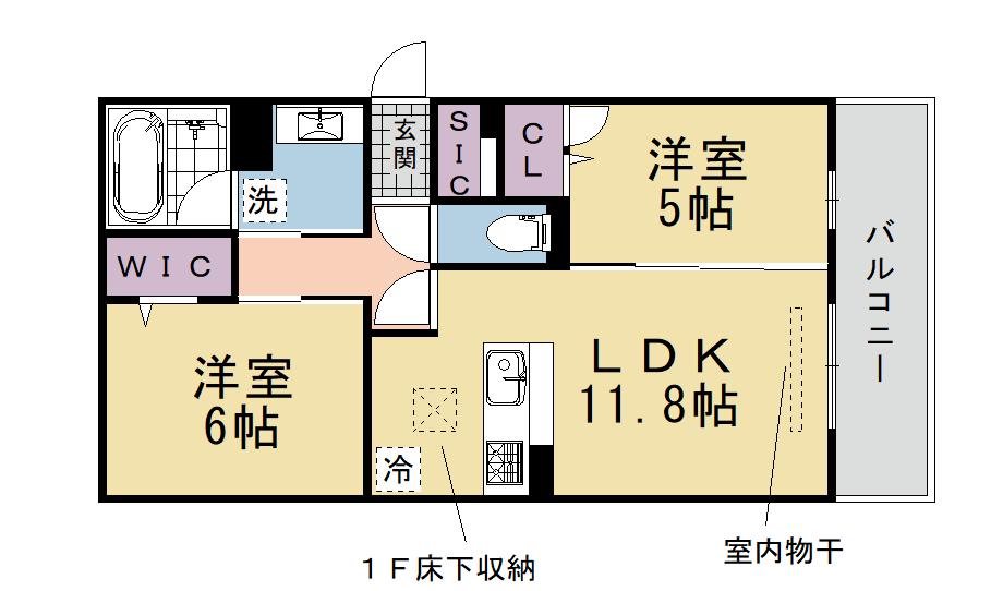 リヴェール京都桂(2LDK/3階)の間取り写真