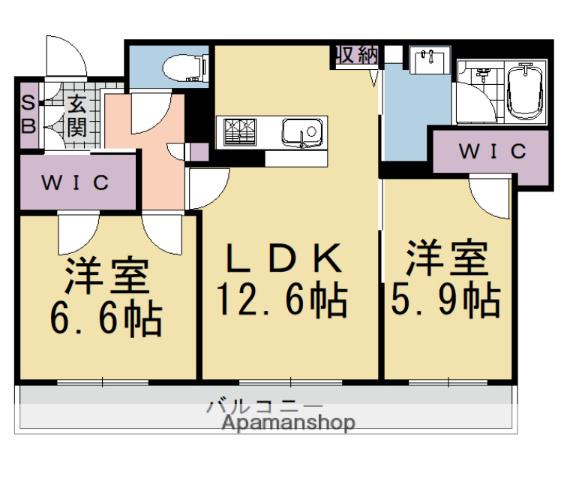 シャーメゾン ル・ボヌール(2LDK/3階)の間取り写真