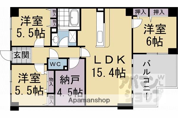 サンシティ桂坂参番館(3SLDK/7階)の間取り写真