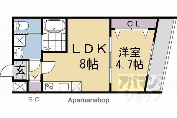 ARCA嵯峨嵐山(1LDK/2階)の間取り写真