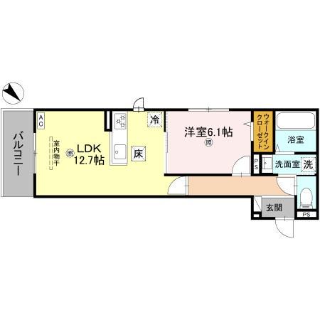 GRAMM桂北滝川 B棟(1LDK/1階)の間取り写真