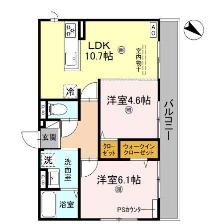 GRAMM桂北滝川 B棟(2LDK/3階)の間取り写真