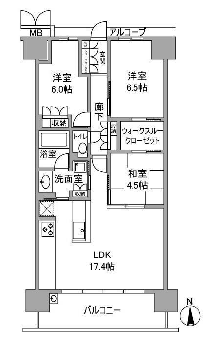 メイツブラン長岡京(3LDK/5階)の間取り写真