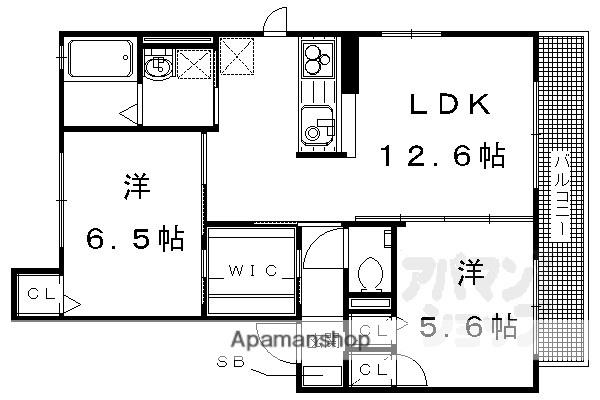 クラヴィエユーム(2LDK/1階)の間取り写真