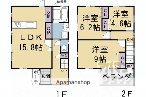 阪急電鉄京都線 桂駅 徒歩22分 2階建 築1年(3LDK)の間取り写真