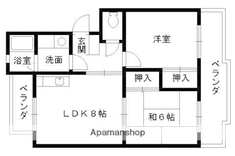 ラセーヌ大山崎(2LDK/2階)の間取り写真