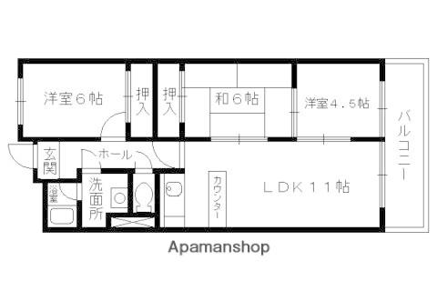 クリスタル山崎(3LDK/5階)の間取り写真