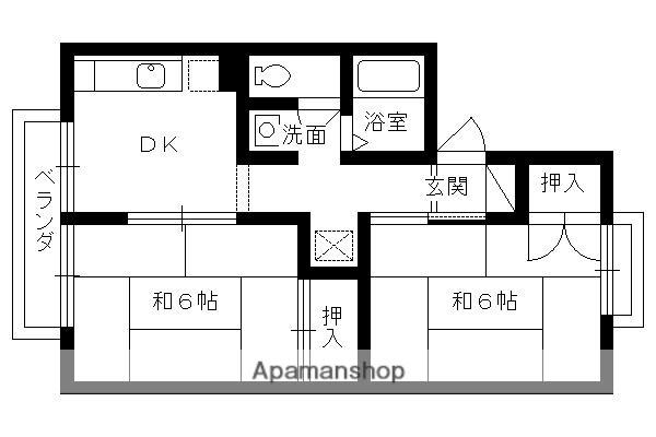 サンサウスヒル竹田(2DK/2階)の間取り写真