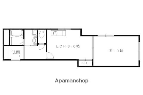 鳴滝音戸山町マンション(1DK/3階)の間取り写真