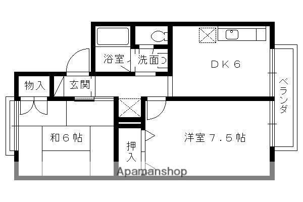 ボーシャトゥ高木(2DK/1階)の間取り写真