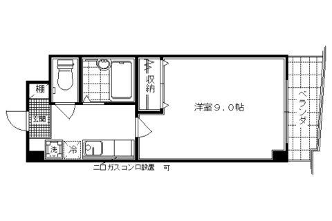 スールシャンブル(1K/4階)の間取り写真