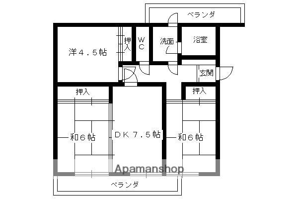 リバーサイド桂坂(3DK/1階)の間取り写真