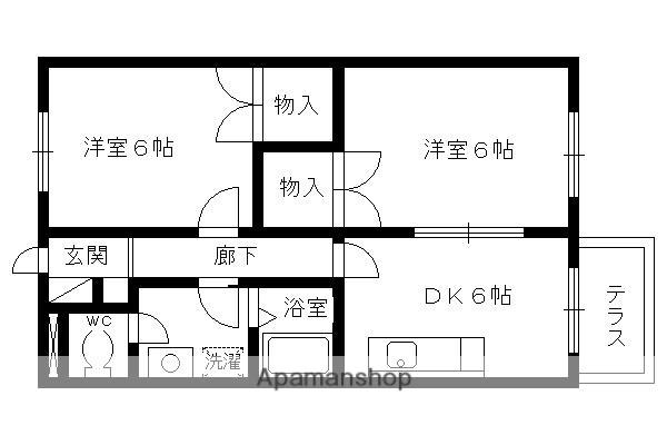 フラット西向日(2DK/2階)の間取り写真
