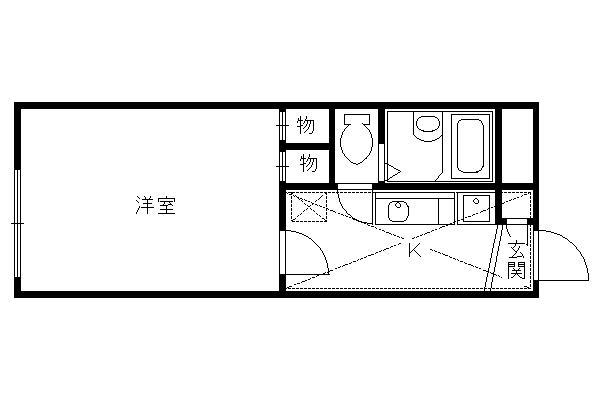 レオパレス嵐山Ⅱ(1K/1階)の間取り写真