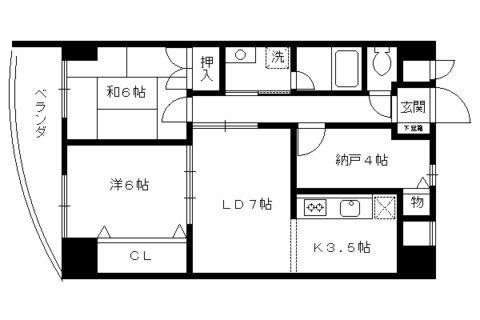 ノイシュロス御室南(3DK/4階)の間取り写真
