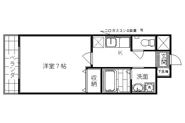 アーバン御陵(1K/1階)の間取り写真