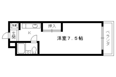 ヴィラトリアン(1K/2階)の間取り写真