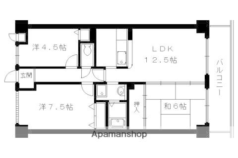 グランシャトー高辻(3LDK/3階)の間取り写真