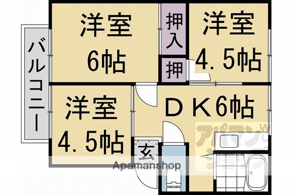 サントピア上賀茂(3DK/2階)の間取り写真