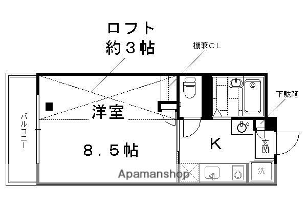 サンフェスタ東福寺(1K/3階)の間取り写真