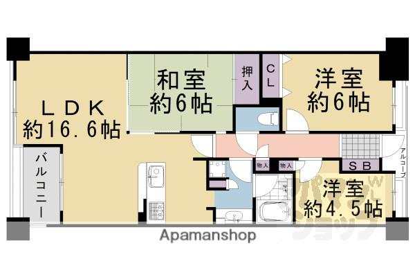 ローレルコート高倉(3LDK/6階)の間取り写真