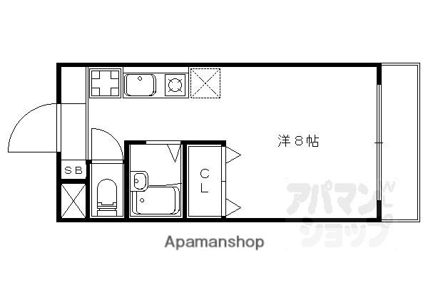 ボナール椥ノ辻(1K/3階)の間取り写真