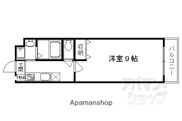 ヒーリングコート御所西(1K/2階)の間取り写真