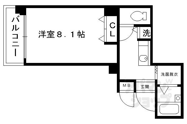 サムティ京都祇園(1K/2階)の間取り写真