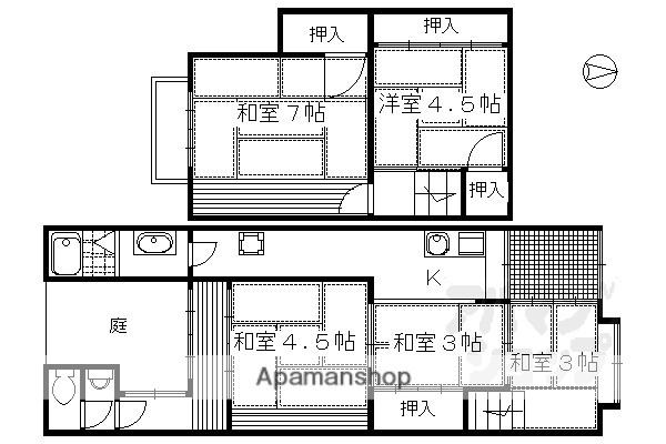 鹿ヶ谷西寺ノ前町貸家（中）(4K)の間取り写真