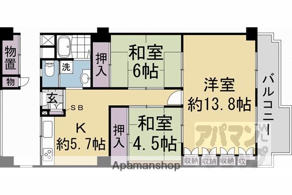 メガロコープ西陣(3DK/10階)の間取り写真