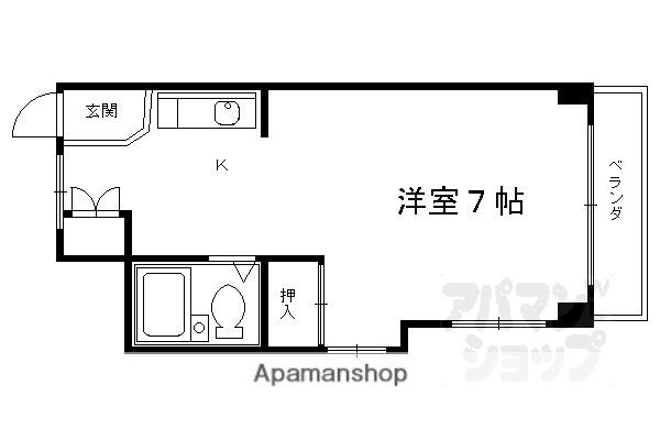 アメリカンハウス二条(1K/3階)の間取り写真