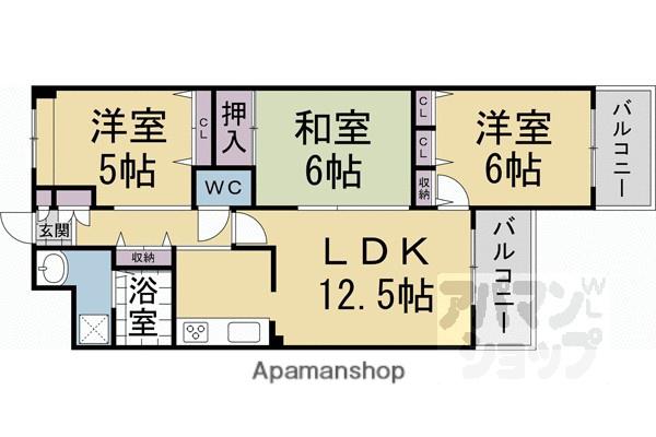 サンクタス祇園石段下(3LDK/2階)の間取り写真