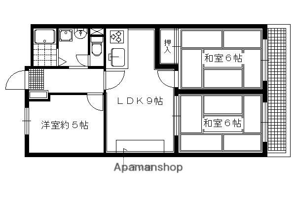 第2くめマンション(3DK/3階)の間取り写真