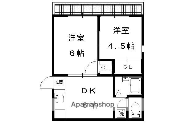 あじさいハイツ(2DK/1階)の間取り写真