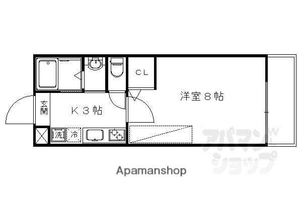 アークリード西院(1K/1階)の間取り写真