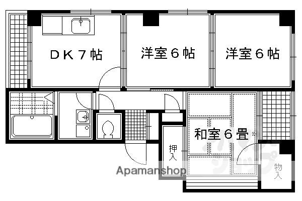 北白川松園(3DK/3階)の間取り写真