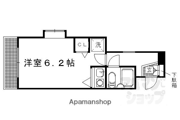DETOM-1京大前II(ワンルーム/2階)の間取り写真