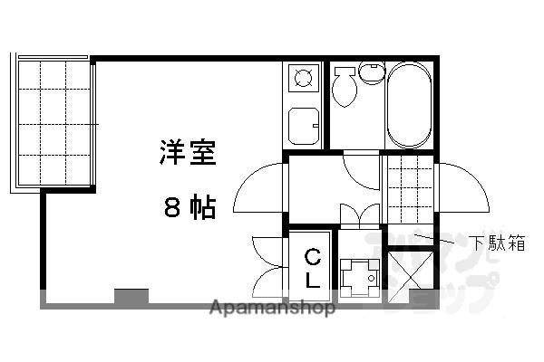 ヴェルビュ二条城東(ワンルーム/1階)の間取り写真