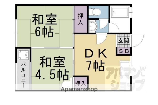 金剛ビル(2DK/2階)の間取り写真