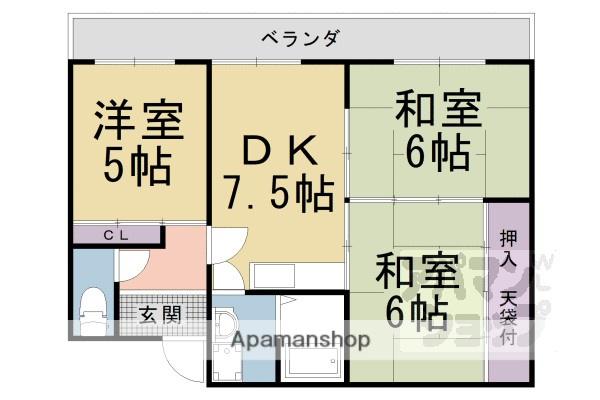 コーポ弘和(3DK/3階)の間取り写真