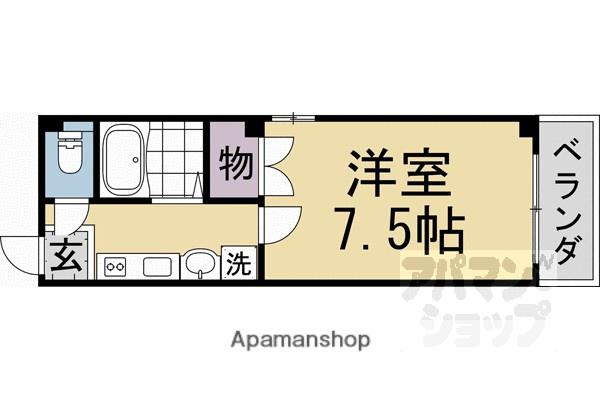 ピースフル京都(1K/4階)の間取り写真