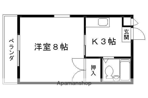 オレンジハイツ太田(1K/3階)の間取り写真